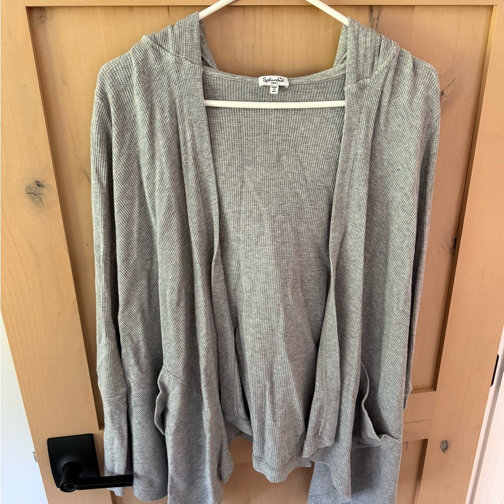 Splendid Waffle Gray Hooded Cardigan